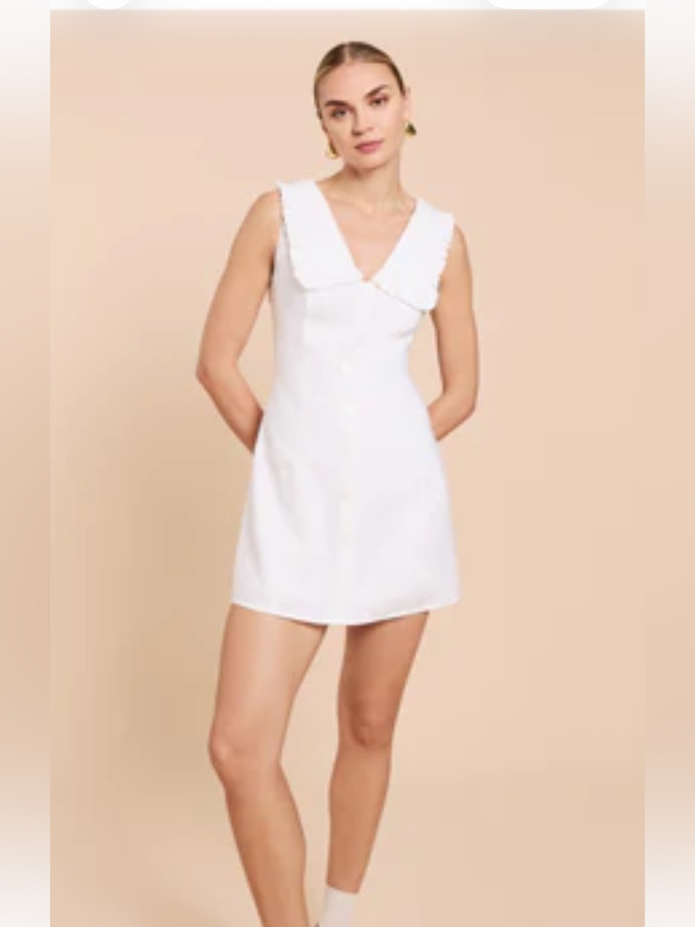 Kourt White Sleeveless Button-Front Mini Dress